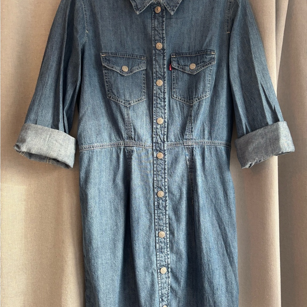 Levi's Blue Denim Long Sleeve Dress